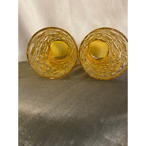 MCM TWO Anchor Hocking Lido Milano Amber Gold 12 oz 5.50 inch Drink Glasses VGUC - Picture 14 of 14